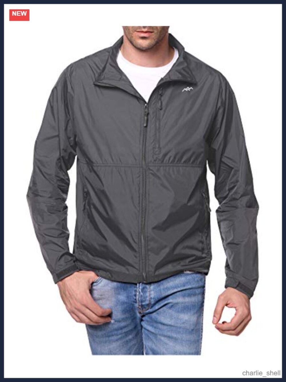 Men's Lightweight Packable Nylon Windbreaker Jacket Zip Pockets